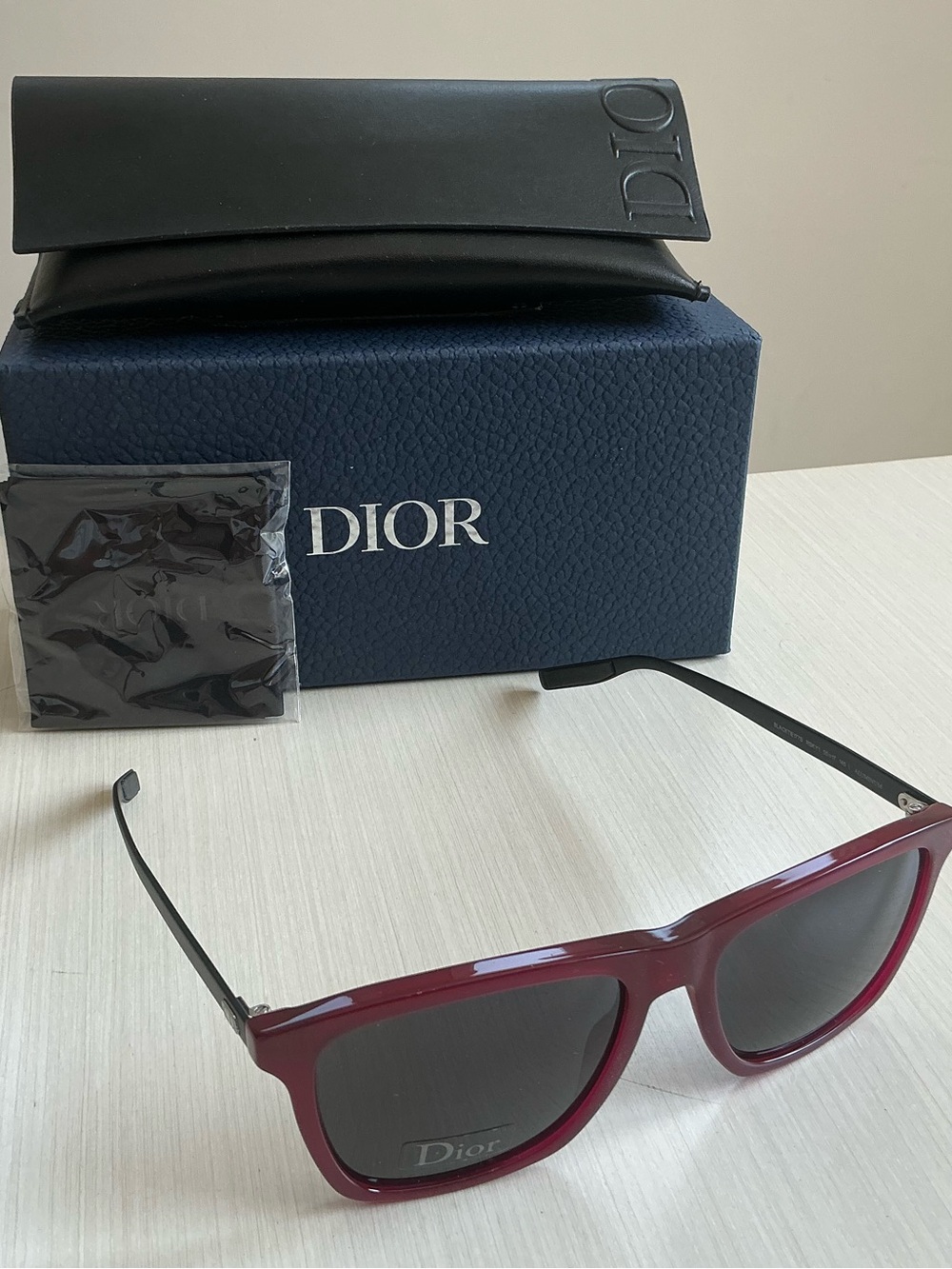 Dior Men's Burgundy Frame Sunglasses with Gray Lenses NIB